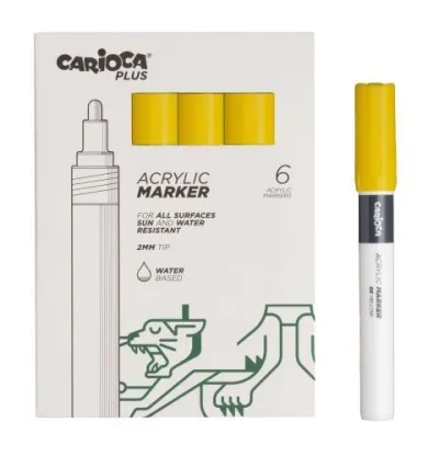 Carioca Pack de 6 Marcadores Acrílicos Punta 2mm Color Amarillo