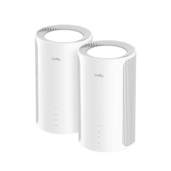 Cudy Be11000 Pack De 2 Sistemas Wifi 7 Mesh 2.5G Tribanda - Tecnologia Mlo - Servidor Y Cliente Vpn - Ethernet 2.5Gbps - Hasta 200 Dispositivos - Control En La Nube Con App - 116X202Mm - Color Blanco