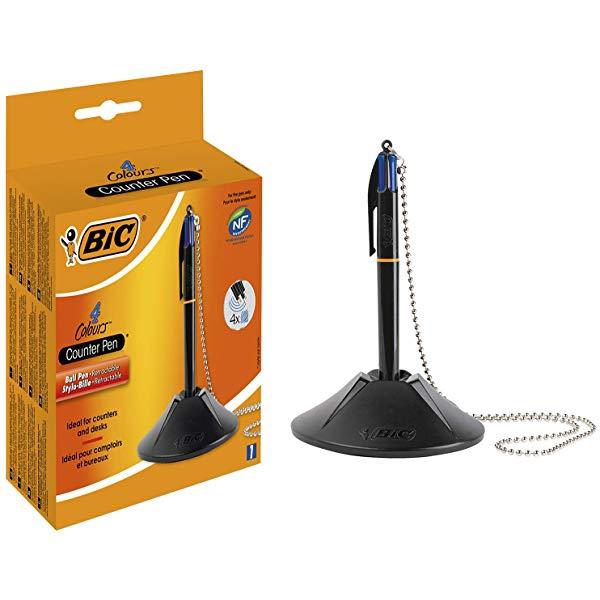Bic Bolígrafo Peana Counter Pen 4 Recambios Tinta Azul Recargable Negro