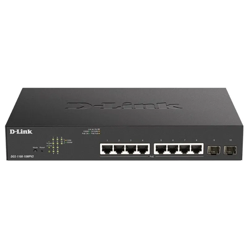 D-Link Dgs-1100-10Mpv2/E Switch 8Xgb Poe+ 2Xsfp