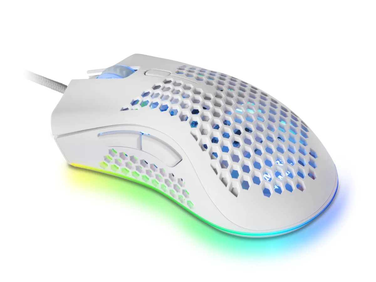 Mars Gaming MMEX Raton Gaming USB 32000dpi - Carcasa de Panel Perforado - 7 Botones Programables - Iluminacion RGB Chroma - Uso Diestro - Cable de 1.70m