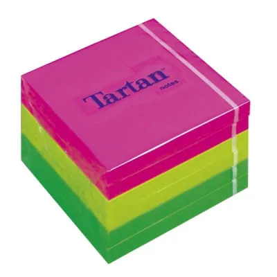 Tartan Pack de 6 Blocs de 100 Notas Adhesivas Reposicionables 76x76mm Colores Surtidos