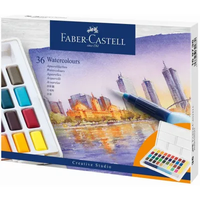 Faber Castell Acuarelas En Pastillas Creative Studio Estuche 36 Colores Surtidos