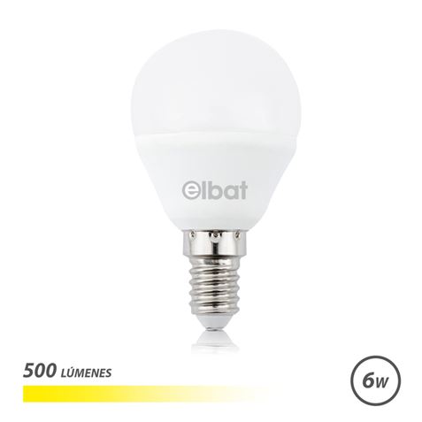 Elbat Bombilla Led G45 6W 500Lm E14 Luz Calida - 3000K - Color Blanco