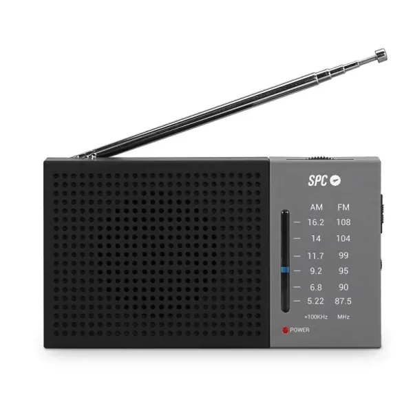 Spc Jetty Lite Radio Portatil Analogica Fm/Am - Entrada Jack 3.5Mm - Antena Telescopica - Alimentacion Con Pilas - Color Negro/Gris