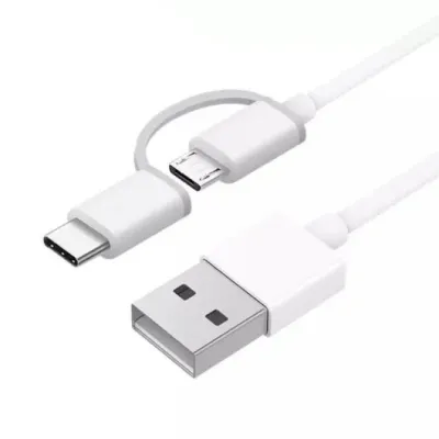 Xiaomi Cable Usb-A A Microusb Con Adaptador A Usb-C - Longitud 1M - Color Blanco