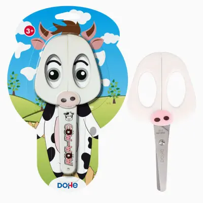 Dohe Tijera Escolar Niños Acero Inoxidable Puntas Redondeadas Diseño Vaca