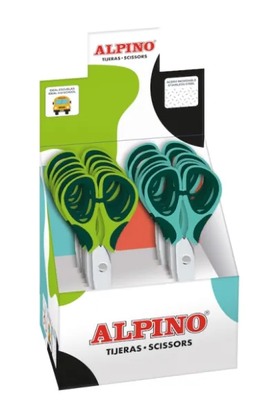 Alpino Tijera Escolar 13cm Acero Inoxidable Punta Roma Colores Surtidos