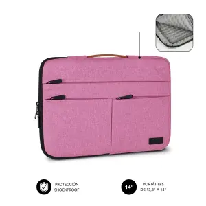 Subblim Funda Air Padding 360 para Portátil de 13.3" a 14", Color Rosa, Resistente y Duradera