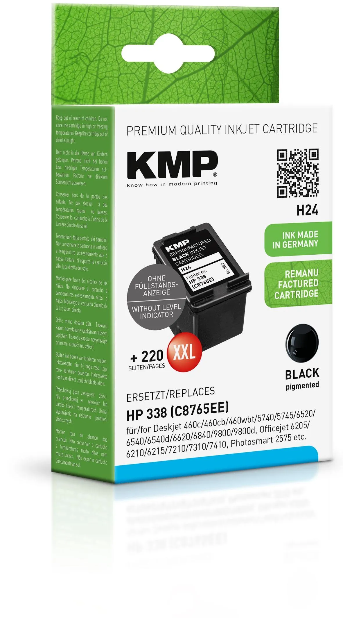 Tinta Kmp Negro Deskjet460C 460Cb 460Wbt 5740 5745  6520 6540 6540D 6620 6840 9800 9800D Officejet 6205 6210 6215 7210 7310 7410  Photosmart2575 2610 2710 7850 8050  8150 8450 8450Gp 8750 8750Gp Psc1510  1510S 1600 1610 2350 2355 2355P - Nº 338 Capacidad