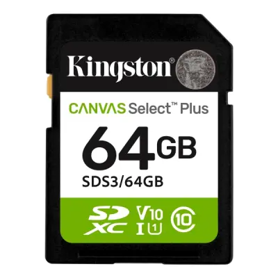 Kingston Tarjeta SDXC 64GB UHS-I Clase 10 100MB/s Canvas Select Plus