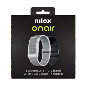 Nilox Pulsera Inteligente Bluetooth Sin Pantalla, Incluye Pulseras Plata y Negro