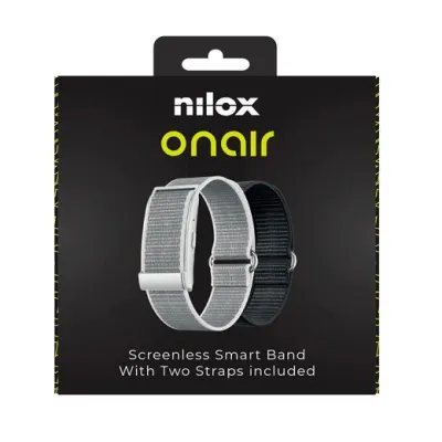 Nilox Pulsera Inteligente Bluetooth Sin Pantalla, Incluye Pulseras Plata y Negro