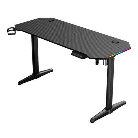 Muvip Mesa Gaming Pro1600 Xl Motorizada Fibra Carbono - Luz Rgb Sound
