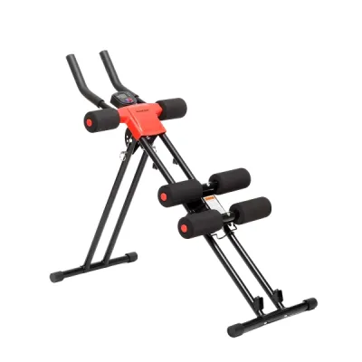InnovaGoods Plawer Máquina Abdominales Plegable Multifunción con Pantalla LCD - Negro Rojo