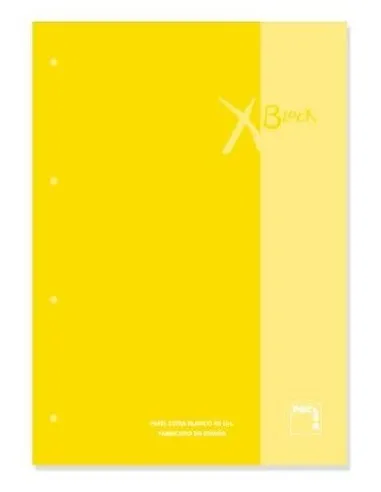 Pacsa Recambio 100H A4 Encolado 90Gr 5X5 + Greca 4 Taladros Recamblock Amarillo