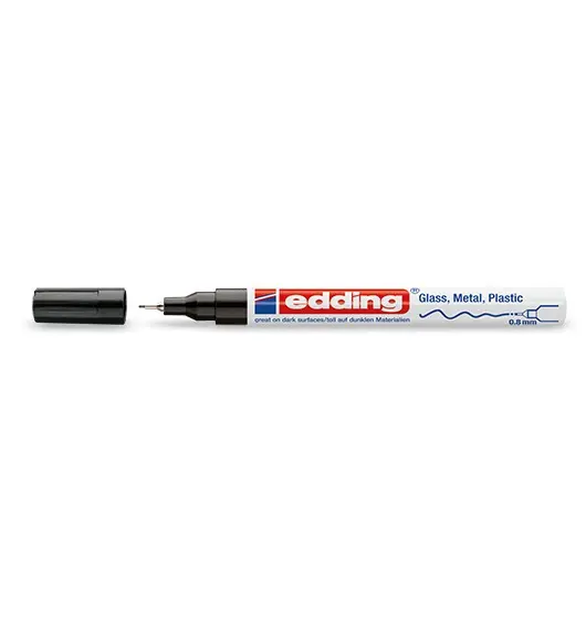 Edding 780 Rotulador Permanente de Tinta Opaca - Punta Redonda - Trazo 0.8mm - Puntas de Recambio Disponibles - Secado Rapido - Color Negro