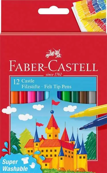 Faber-Castell Pack de 12 Rotuladores Lavables con Tinta a Base de Agua - Colores Surtidos