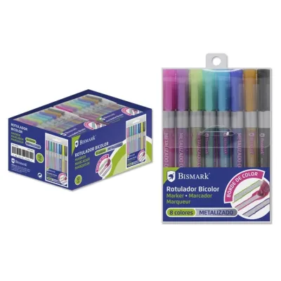 Bismark Rotuladores Bicolor Metal + Neon Pastel Surtidos Blíster 8 Unidades