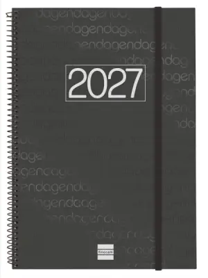 Finocam Agenda Anual 2027 Espiral Semana Vista Vertical E40 210x297mm Negro