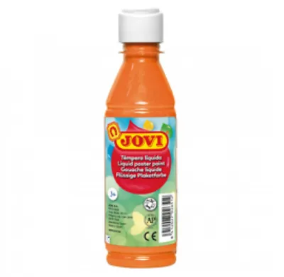 Jovi Tempera Paint Naranja 250ml - Base Agua, Alto Poder Cubriente, Secado Rápido