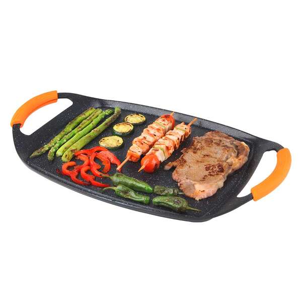 Orbegozo Gdb 4700 Plancha Grill De Aluminio Forjado - Antiadherente De Piedra - Asas De Goma Extraibles - Diseño Ergonomico - Apto Para Lavavajillas