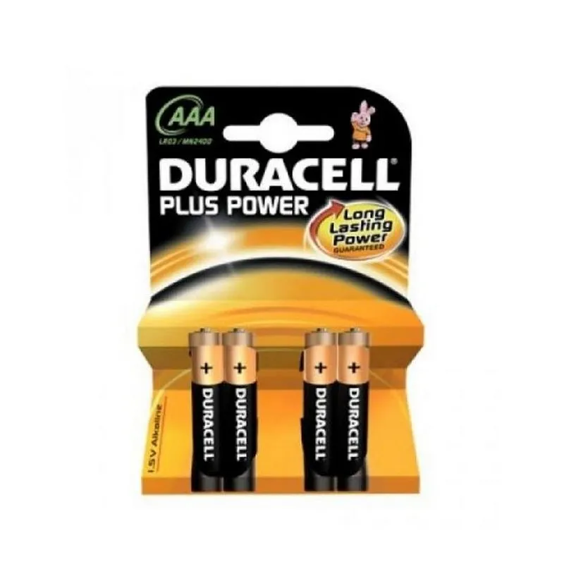 Duracell Pilas Alcalinas AAA LR03 1.5V Plus Power - Paquete de 4 Unidades