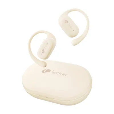 Leotec Open Air Zenith Sport Auriculares Bluetooth 5.4 con Estuche de Carga, 30h Autonomía, Blanco