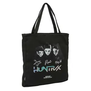 Safta K-Pop Demon Hunters Soul Tote Bag Negra con Cremallera y Bolsillo Interior 36x38x6.5cm