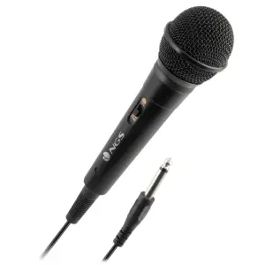 NGS Singer Fire Micrófono con Botón On/Off, Jack 6.3mm, Cable 3m, Negro