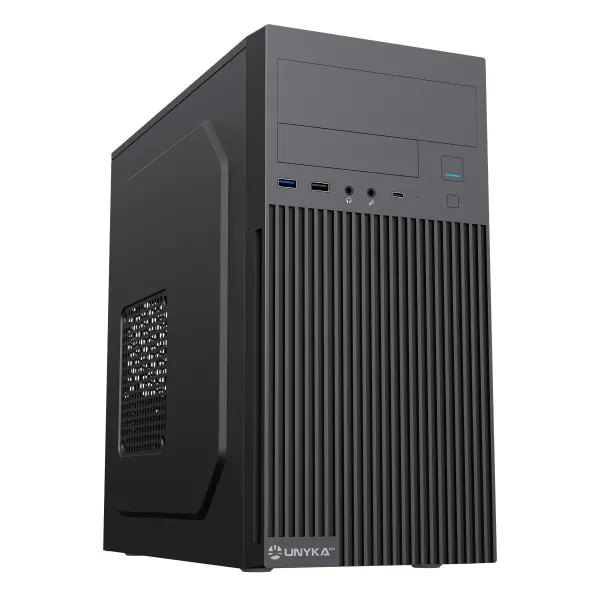 Unykach Aero C260 MicroATX Caja con Fuente de Alimentación 500W, USB-A 2.0/3.2, Tipo C, Negro