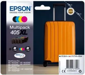 Epson Tinta Multipack Nº 405XL BK/C/M/Y para Workforce Pro WF-3820DWF, 3825DWF, 4820DWF, 4825DWF, 4830DWF, 7830DTWF, 7835DTWF, 7840DTWF