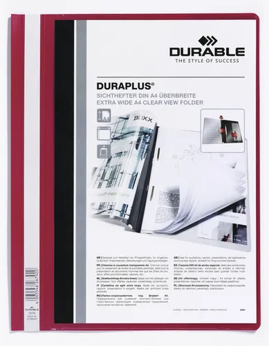 Durable Carpeta De Presentación Dossier Fáster Duraplus A4 Rojo - 25 Unidades