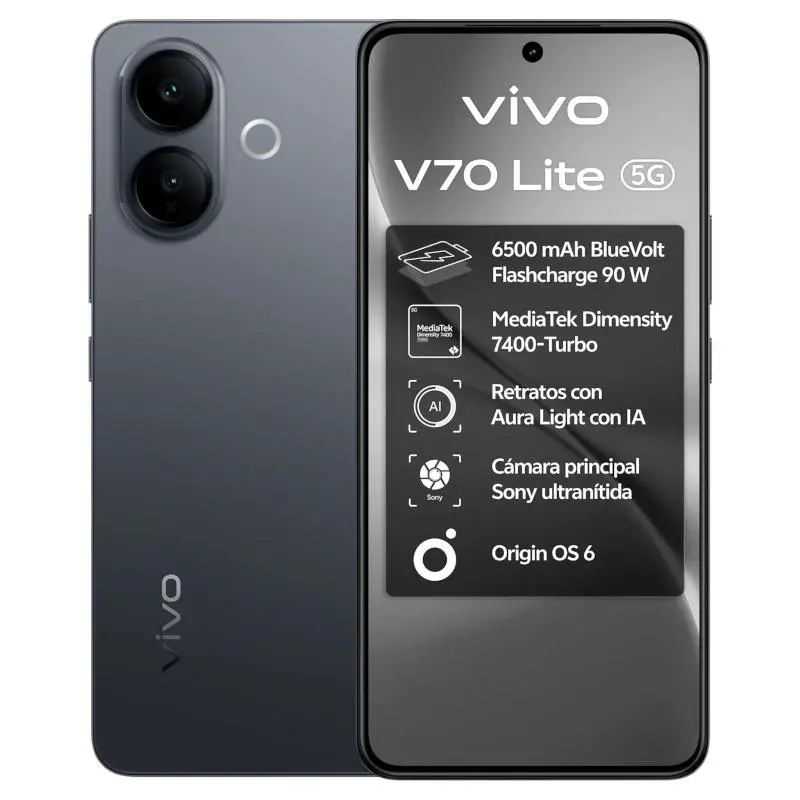 VIVO V70 Lite 5G 6.77" 6GB RAM 128GB Almacenamiento Negro