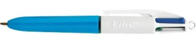 Bic 4 Colours Mini Boligrafo De Bola Retractil - Punta Media De 1Mm - Trazo De 0.4Mm - Tinta Con Base De Aceite - Cuerpo Blanco/Azul - 4 Colores