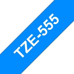 Brother TZe555 Cinta Laminada de Etiquetas 24mm - Texto Blanco sobre Fondo Azul - 8m