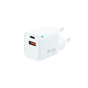 Coolbox Cargador USB GAN 20W 1xUSB-C PD 1xUSB-A Color Blanco