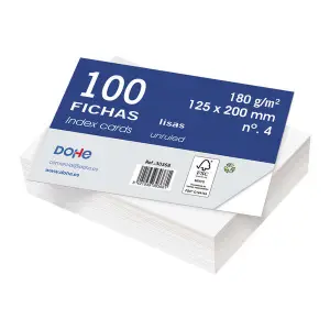 Dohe Fichas de Cartulina Offset Blanca 180g Paquete de 100 Unidades