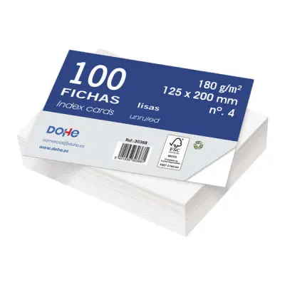 Dohe Fichas de Cartulina Offset Blanca 180g Paquete de 100 Unidades