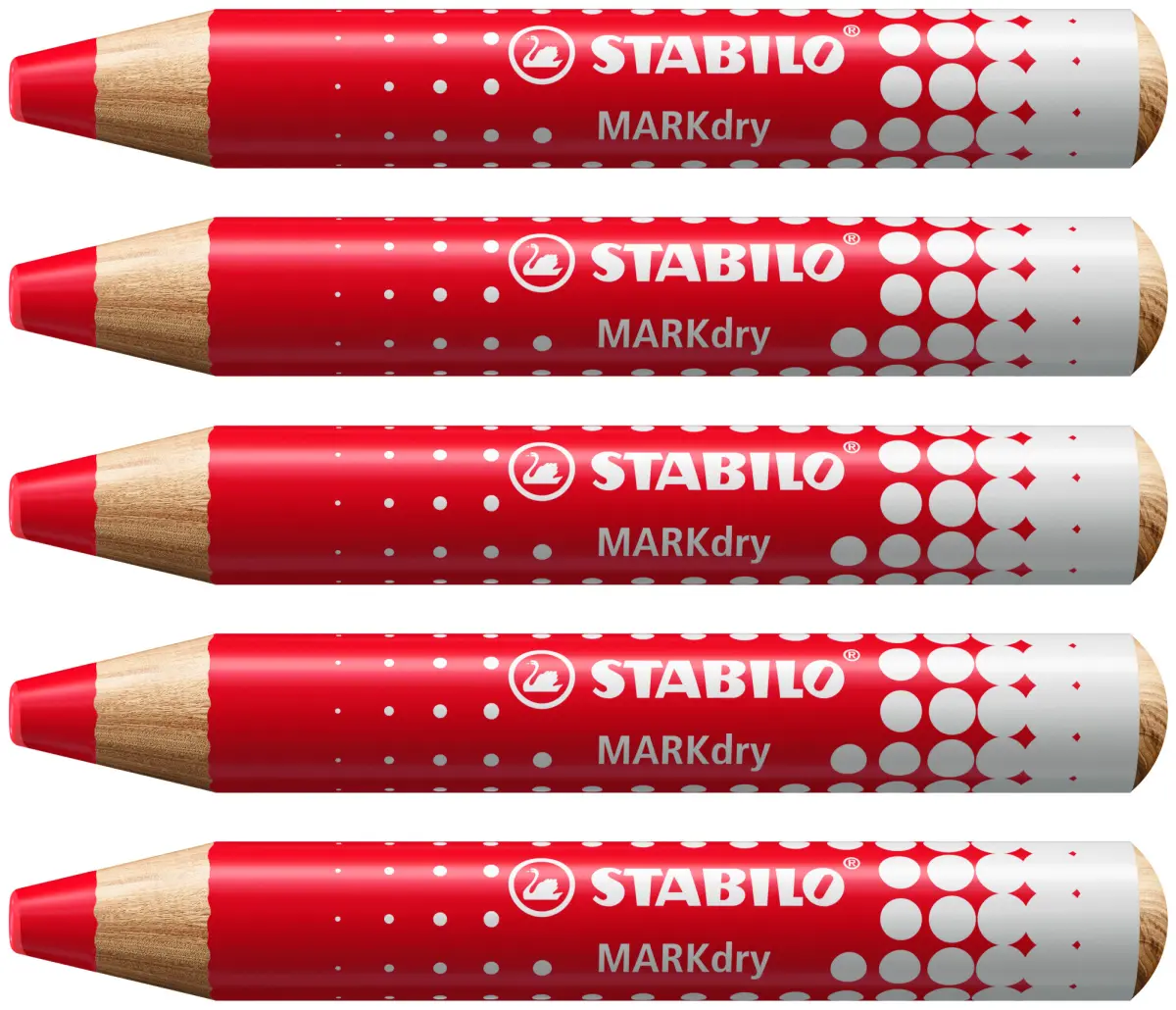 Stabilo MARKdry Marcador para Pizarra Rojo - Mina XXL 10mm - Madera 100% Certificada PRFC