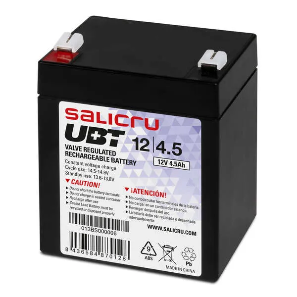Salicru Ubt 12/4,5 Bateria Agm Recargable De 4,5 Ah / 12 V - Color Negro