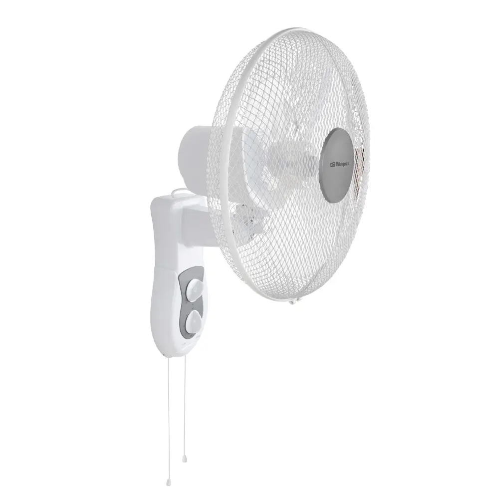Orbegozo WF 0139 Ventilador de Pared Eficiente y Seguro - Aspas de 40cm - 3 Velocidades - Cabezal Multi Orientable - Rejilla de Proteccion - Potencia 45 W - Temporizador 2h