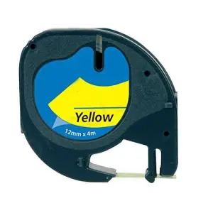 Dymo LetraTag S0721620 Cinta de Etiquetas 12mm x 4m Negro sobre Amarillo