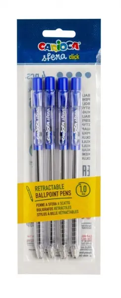 Carioca Sfera Pack de 4 Bolígrafos Retráctiles Punta Ø 1mm Color Azul