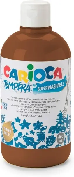 Carioca Botella Tempera 500ml - Colores Superlavables - Alta Opacidad - Marrón