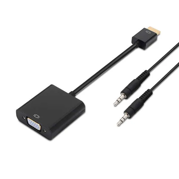 Aisens Conversor Hdmi A Svga+Audio - Hdmi A Macho-Svga Hembra+Jack 3.5/H - 10 Cm+1.0M - Color Negro