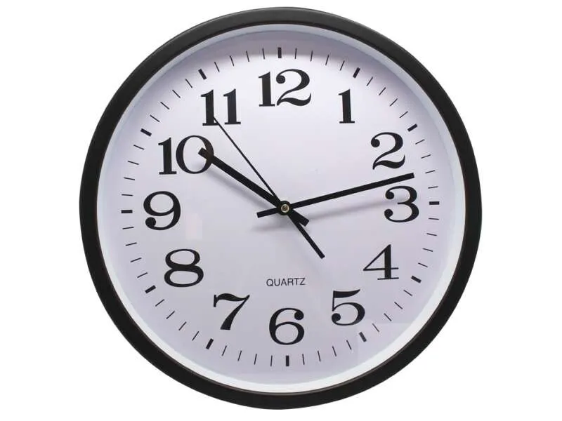 Bismark Reloj Grande de Oficina con Lente de Cristal y Manecillas de Aluminio - Negro