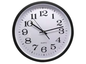 Bismark Reloj Grande de Oficina con Lente de Cristal y Manecillas de Aluminio - Negro