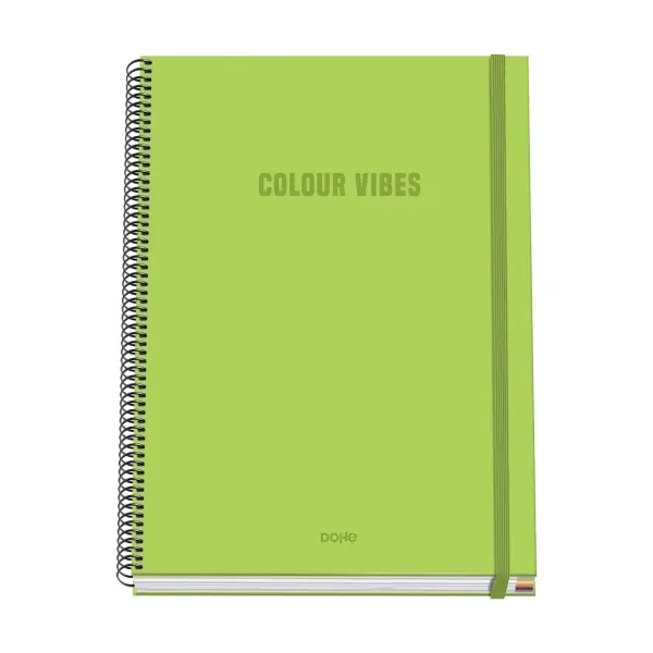 Dohe Cuaderno Espiral A4 100 Hojas Microperforadas Cuadricula 5mm Tapa Dura Verde Lima