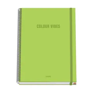 Dohe Cuaderno Espiral A4 100 Hojas Microperforadas Cuadricula 5mm Tapa Dura Verde Lima